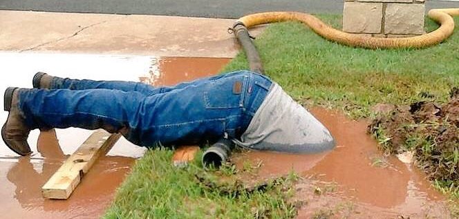 Soaking wet with three-day old pants